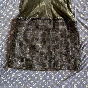 THEORY V- BACK NWT leather tweed dress